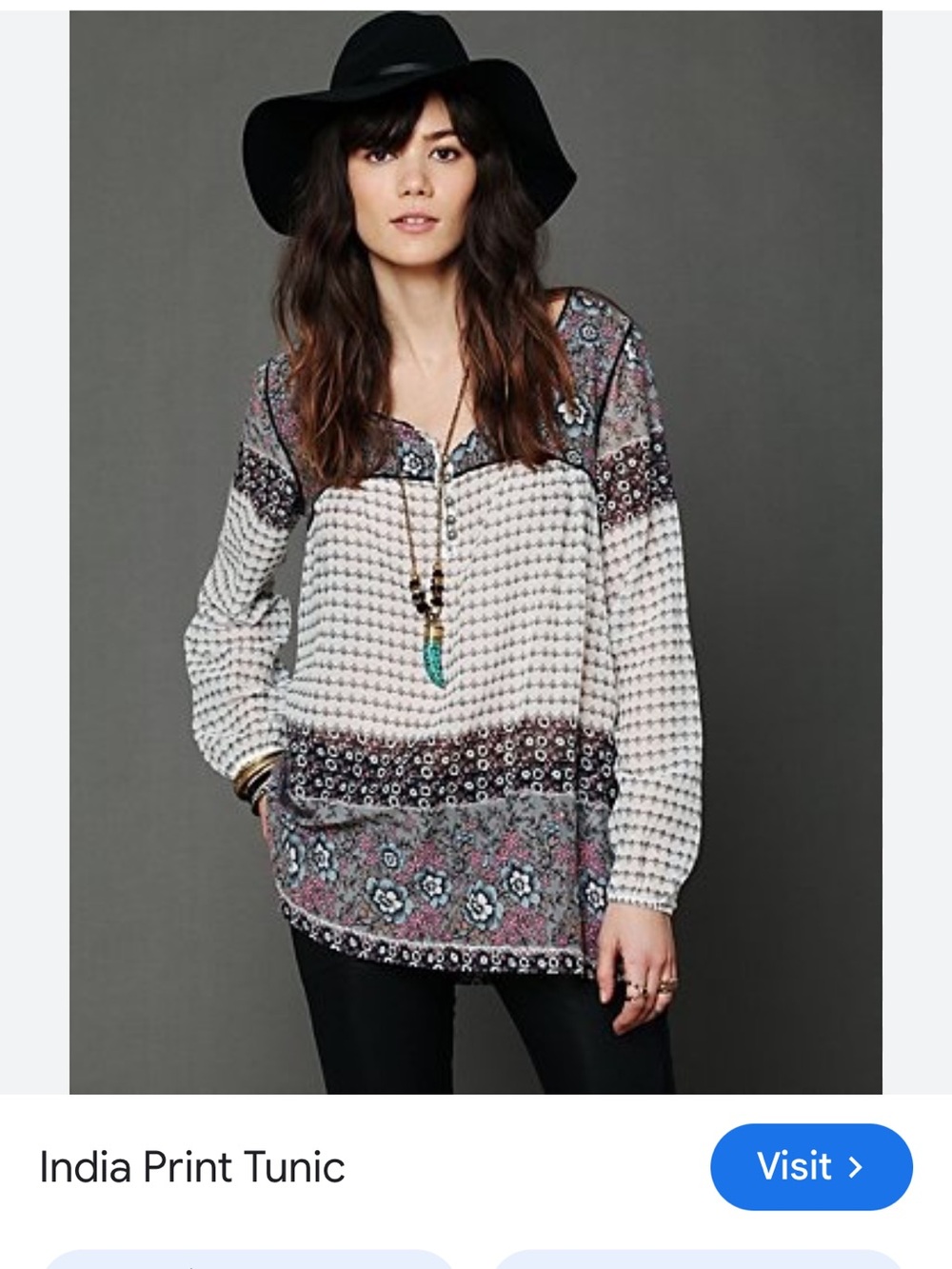 Boho Free People Sheer Floral Peasant Blouse - White Multi with Pink & Blue-Medi
